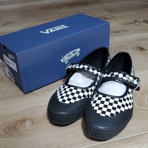 Vans Checkerboard Mary Jane Platform Shoes - Black & White
